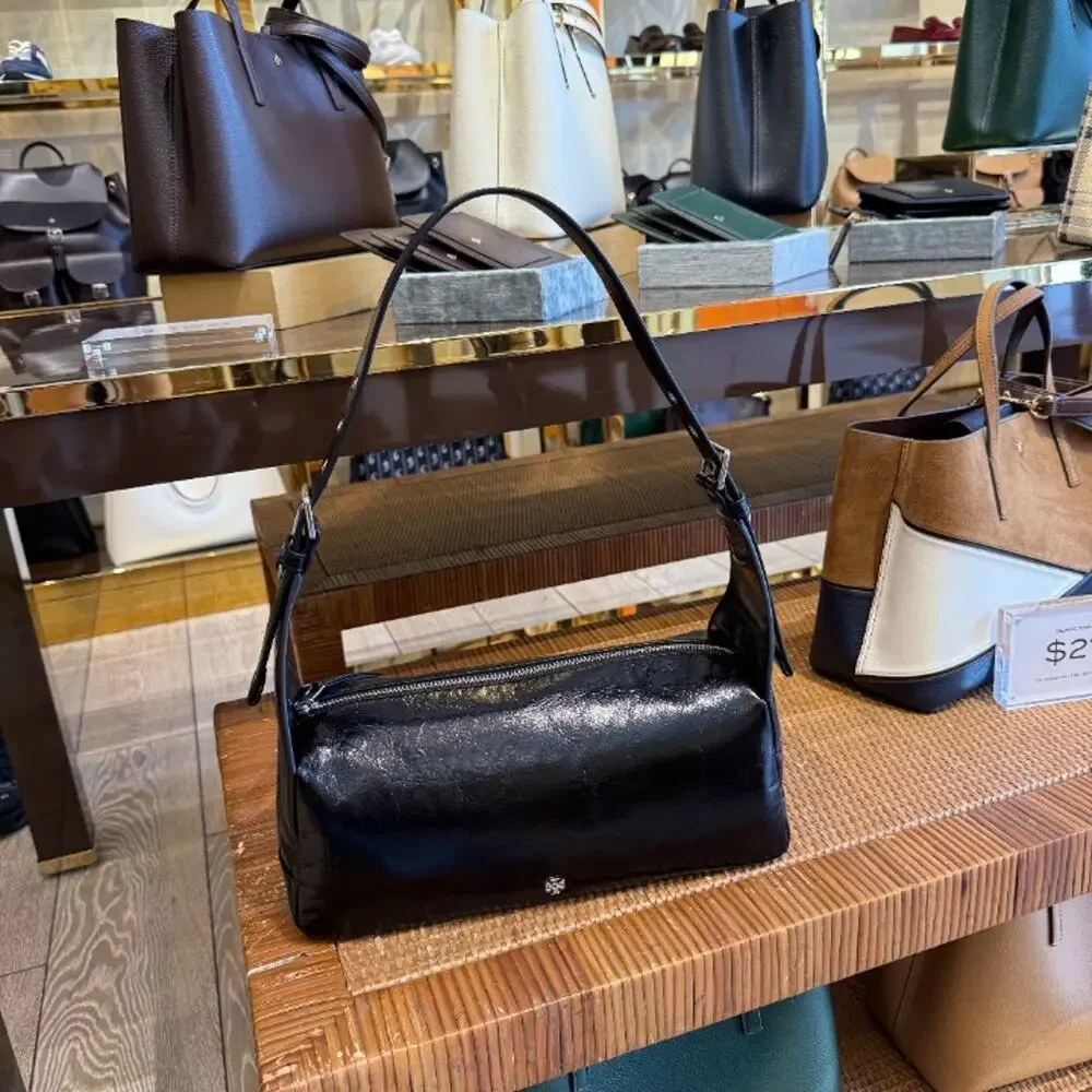 Tory Burch Rory Glazed Shoulder Bag 182691 $450 Black